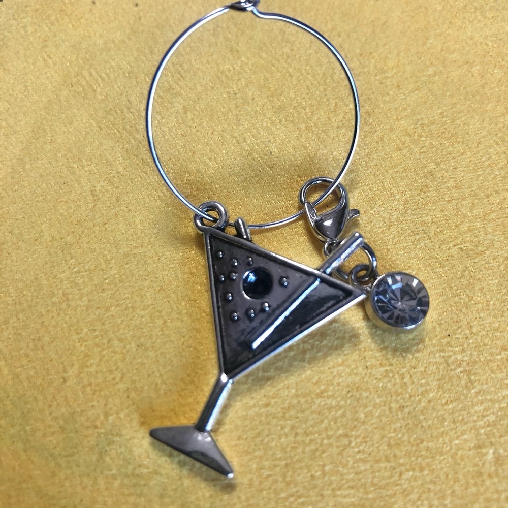 NWT, Handmade by A Charmed Life. Martini Anyone?! Silver Charm with Crystal